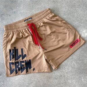 Unisex KillCrew Xs MUAY THAI SHORTS (MID THIGH CUT) - SAND